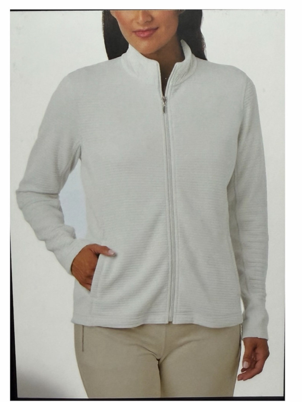 🆕 Pebble Beach Deluxe
Performance White Ribbed/ Quilted Full Zip Jacket Size S